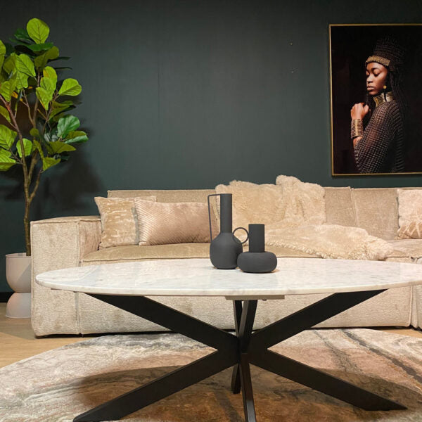 Salontafel Faye White marble | 120 cm | Ovaal