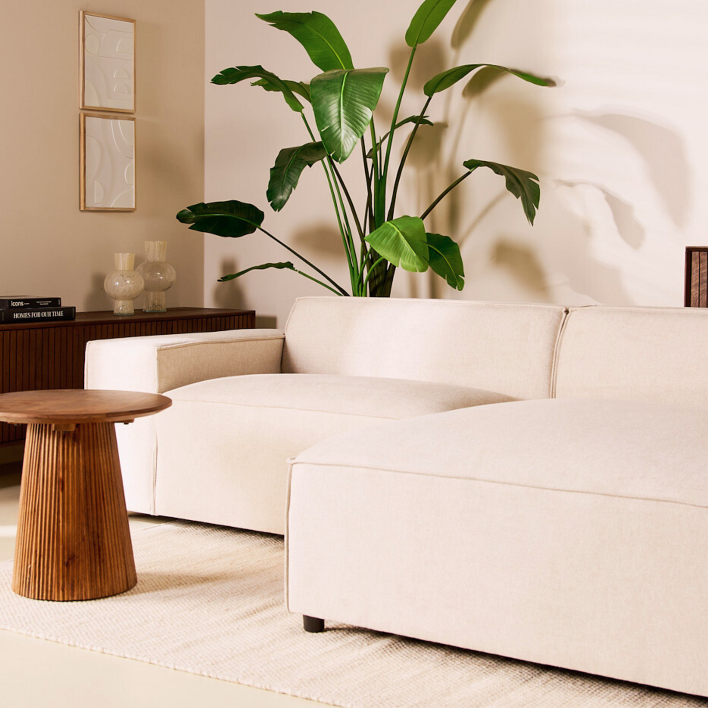 Hoekbank Lara - Stof Beige Rechts