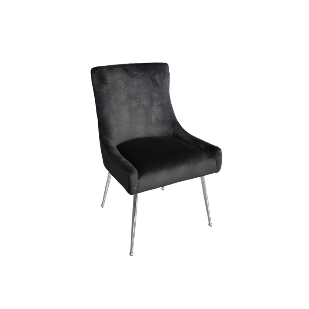 STOEL Genoa 5255 ZILVEREN POTEN + ZWART KROKODIL