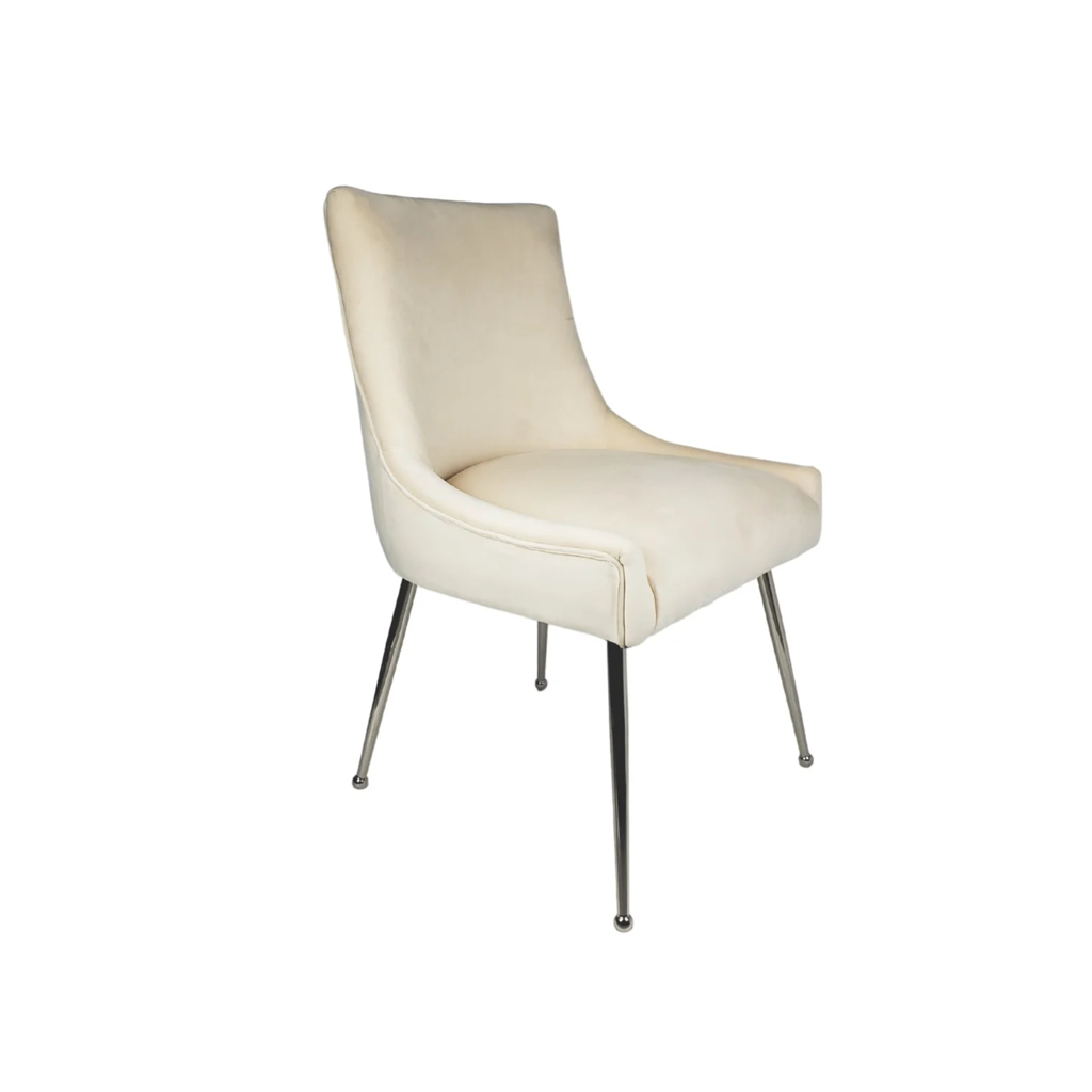 STOEL Genoa 5255 ZILVEREN POTEN + ROOMKLEURIGE STOF