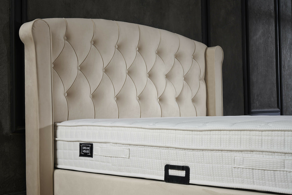 Opbergboxspring Aurora Velvet Beige 90x200