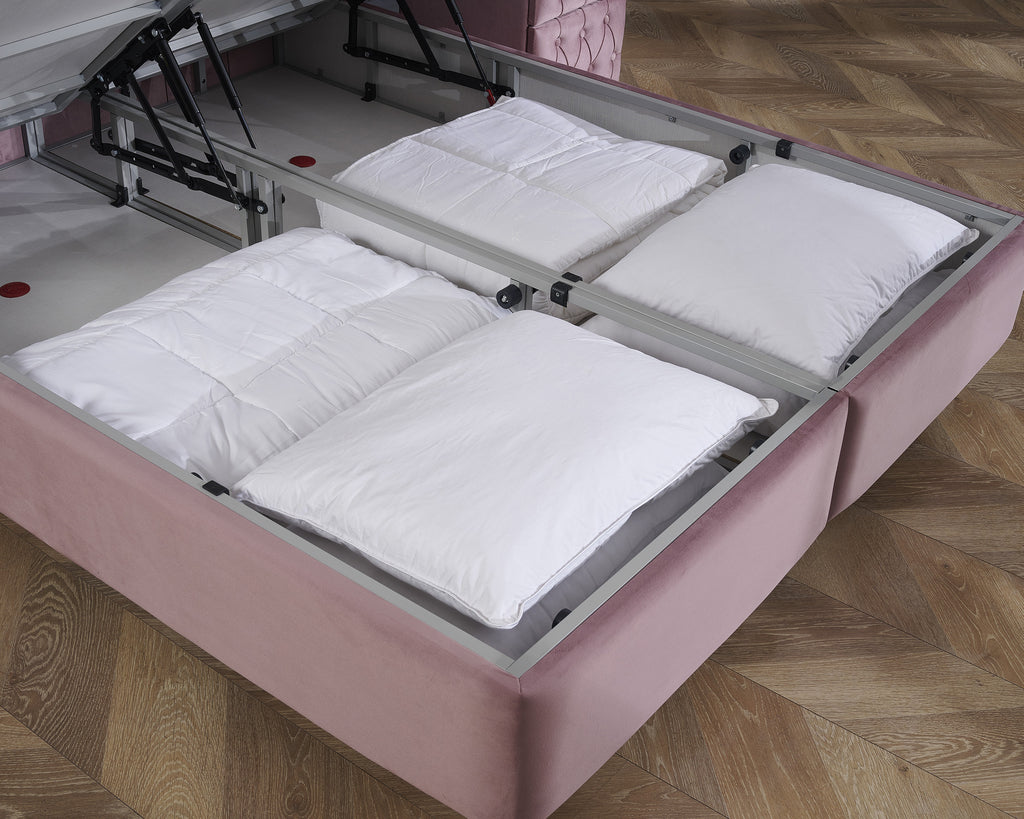 Opbergboxspring Aurora Velvet Roze 180x200