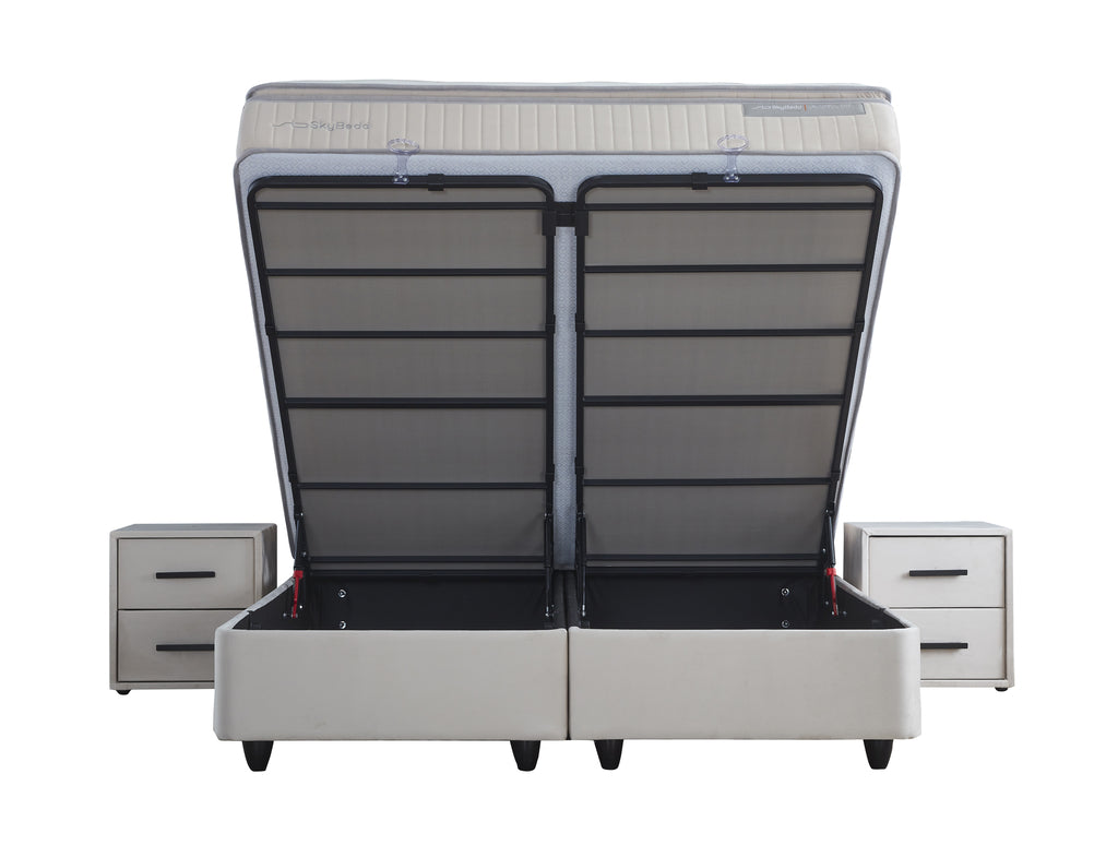 Opbergboxspring Birdybedd Beige 140x200