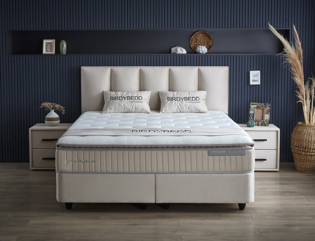 Storage box spring Birdybedd Beige 160x200