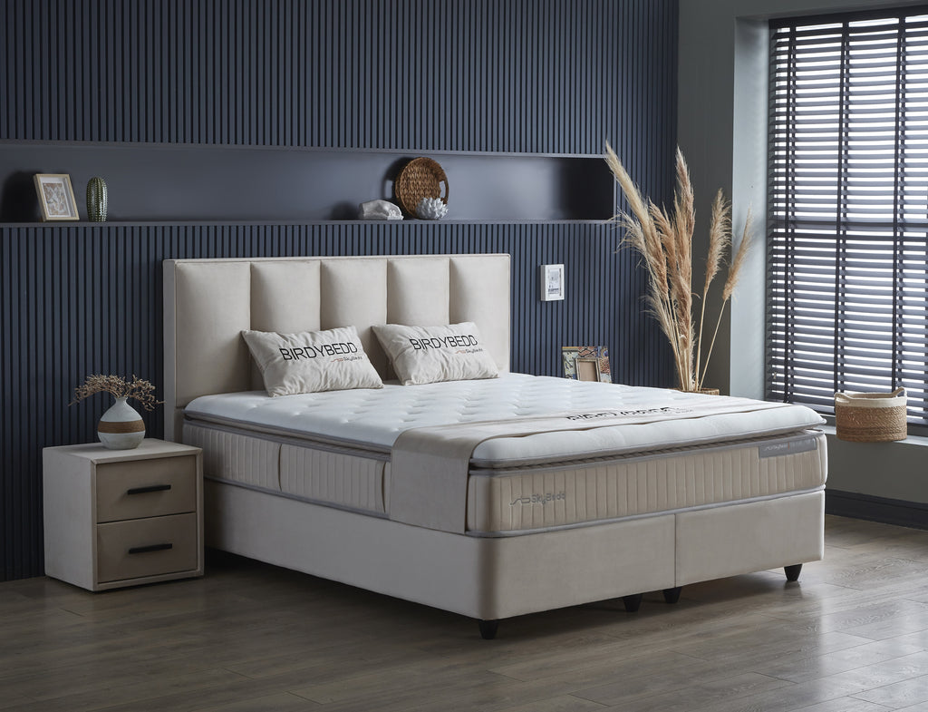 Storage box spring Birdybedd Beige 160x200