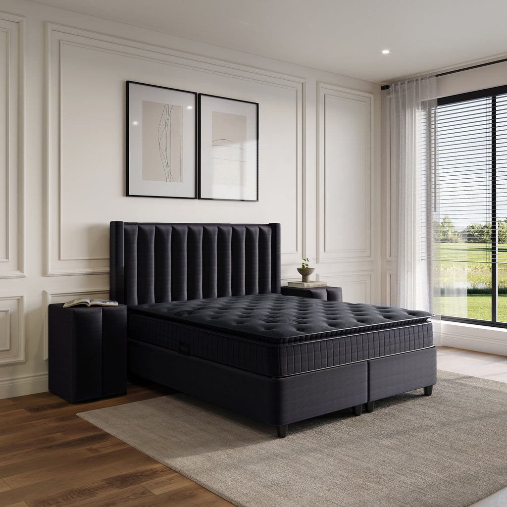 Storage box spring Blackpearl Antraciet 90x200