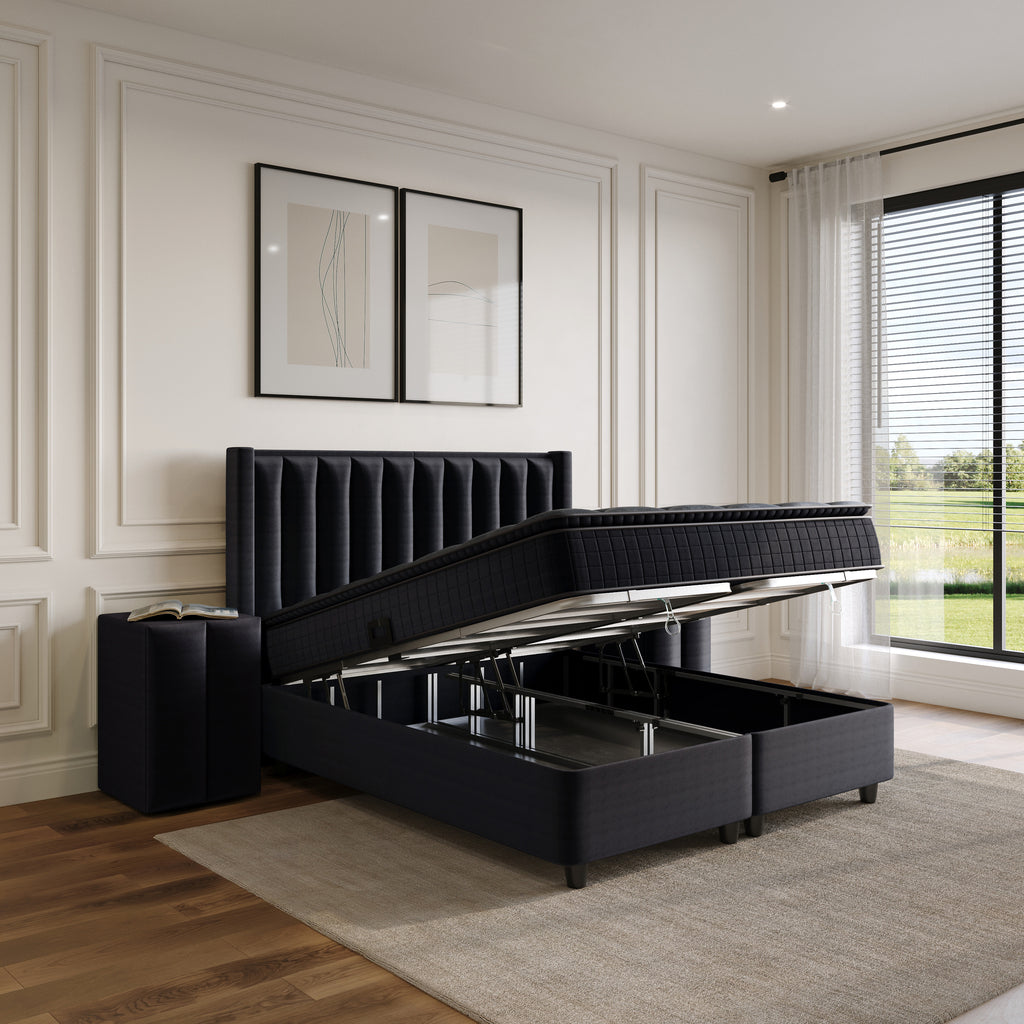 Storage box spring Blackpearl Antraciet 90x200