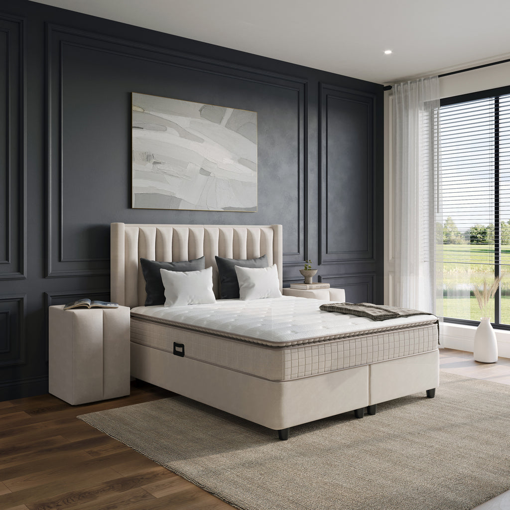 Opbergboxspring Blackpearl Beige 90x200