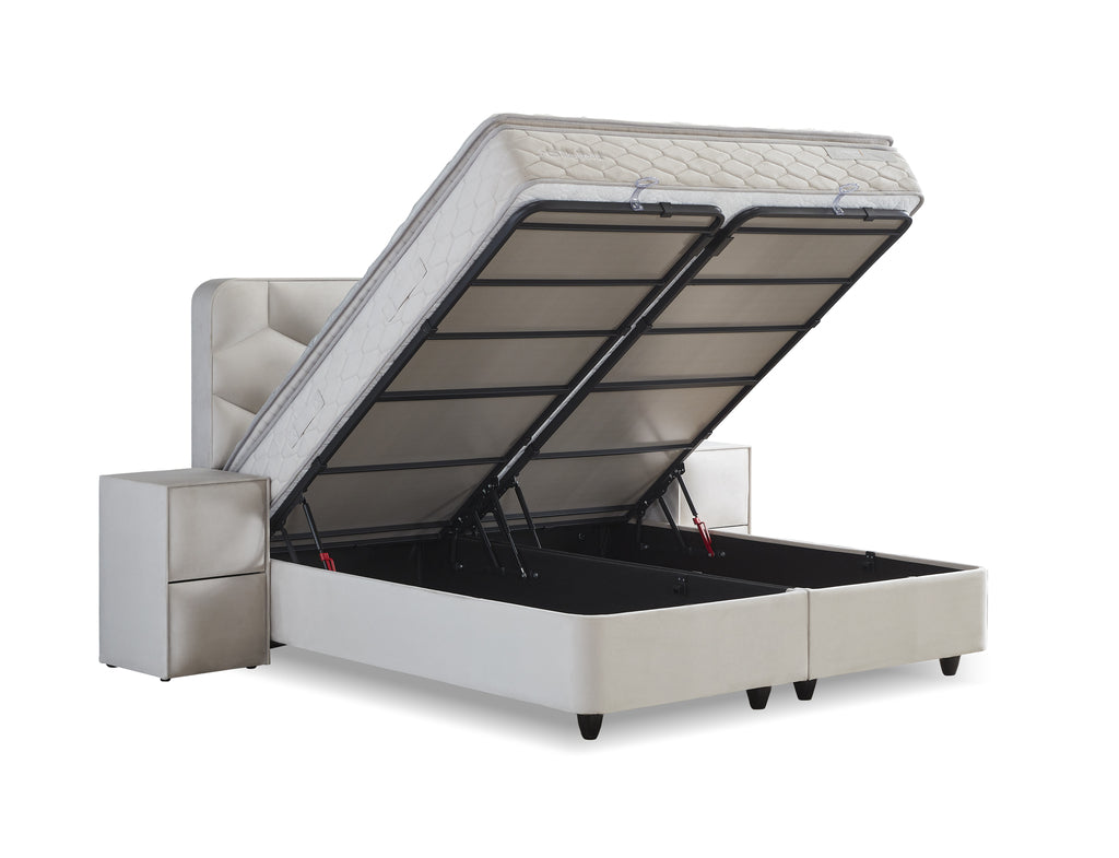 Storage box spring Dolcebedd Beige 180x200