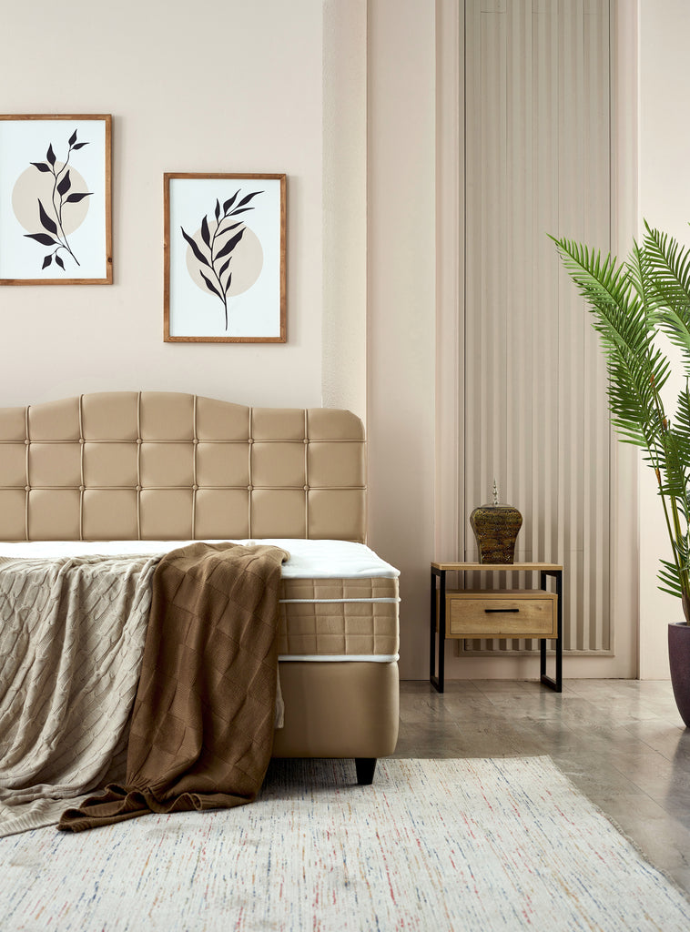 Storage Boxspring Marrakech Kunstleer Beige 140x200