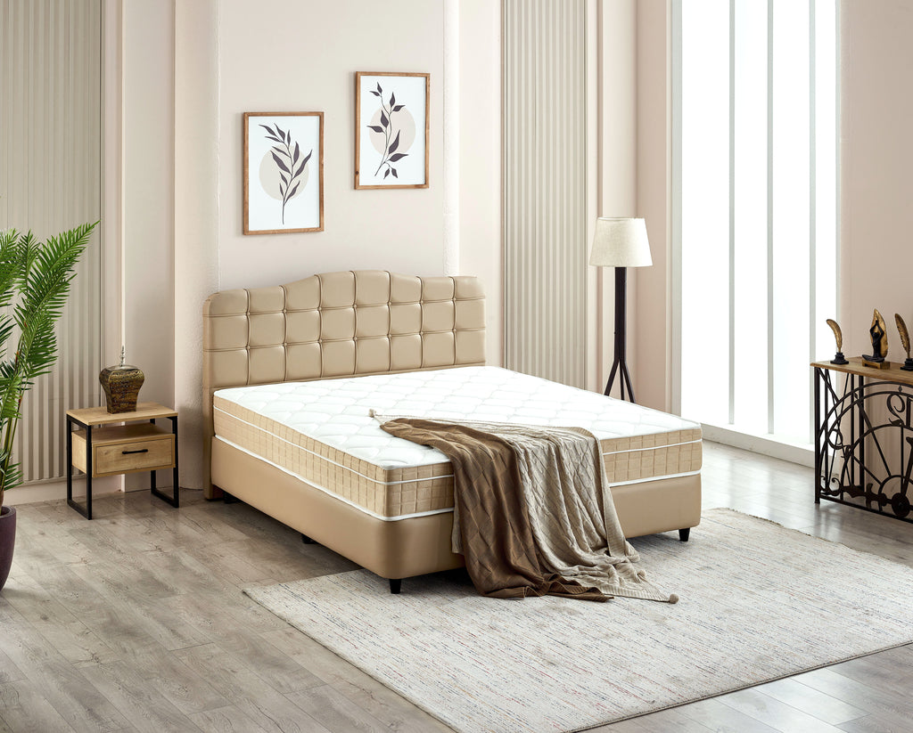 Storage Boxspring Marrakech Kunstleer Beige 140x200