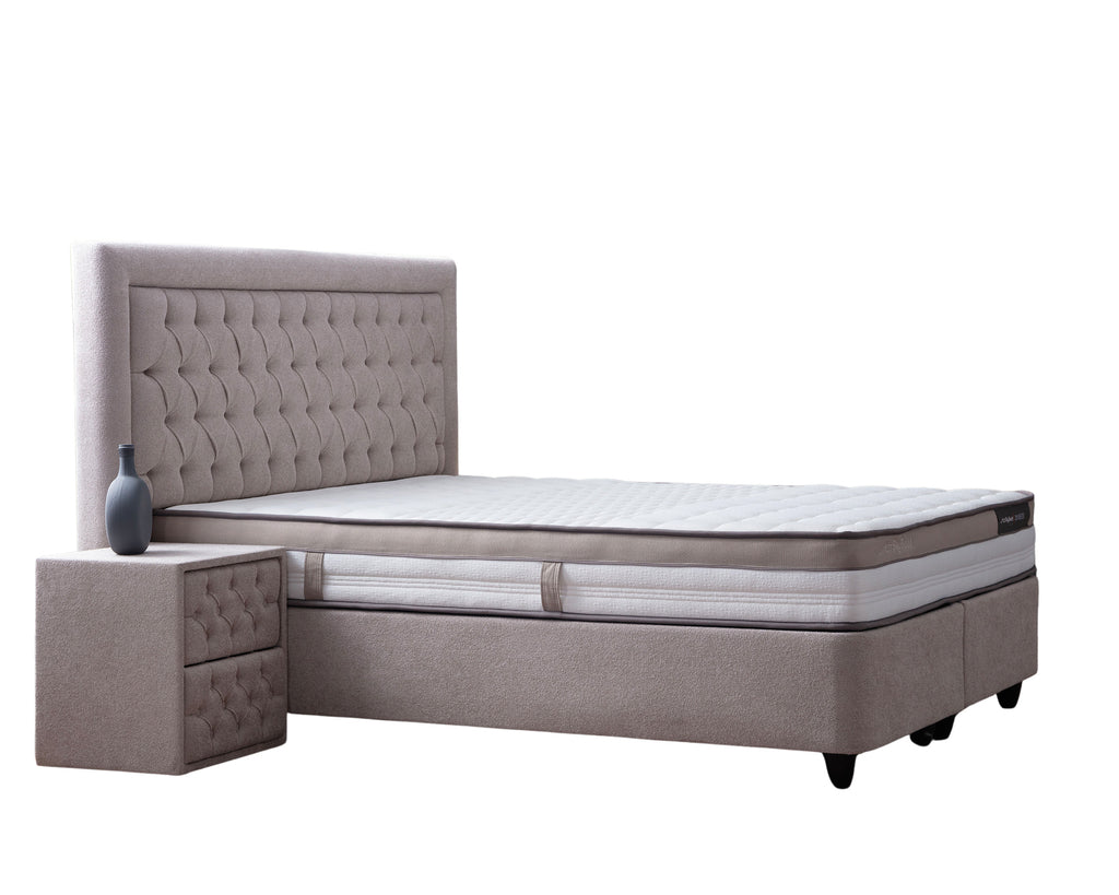 Storage box spring Oxybedd Beige 160x200