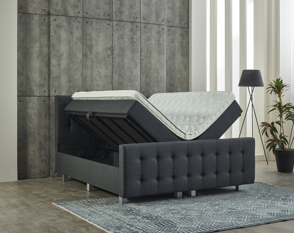 Storage Box Spring Shurgard Anthracite 160x200 - With footboard