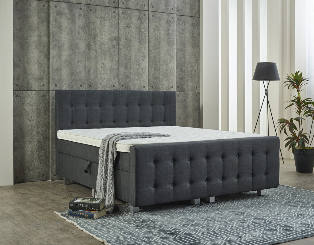 Storage Box Spring Shurgard Anthracite 160x200 - With footboard
