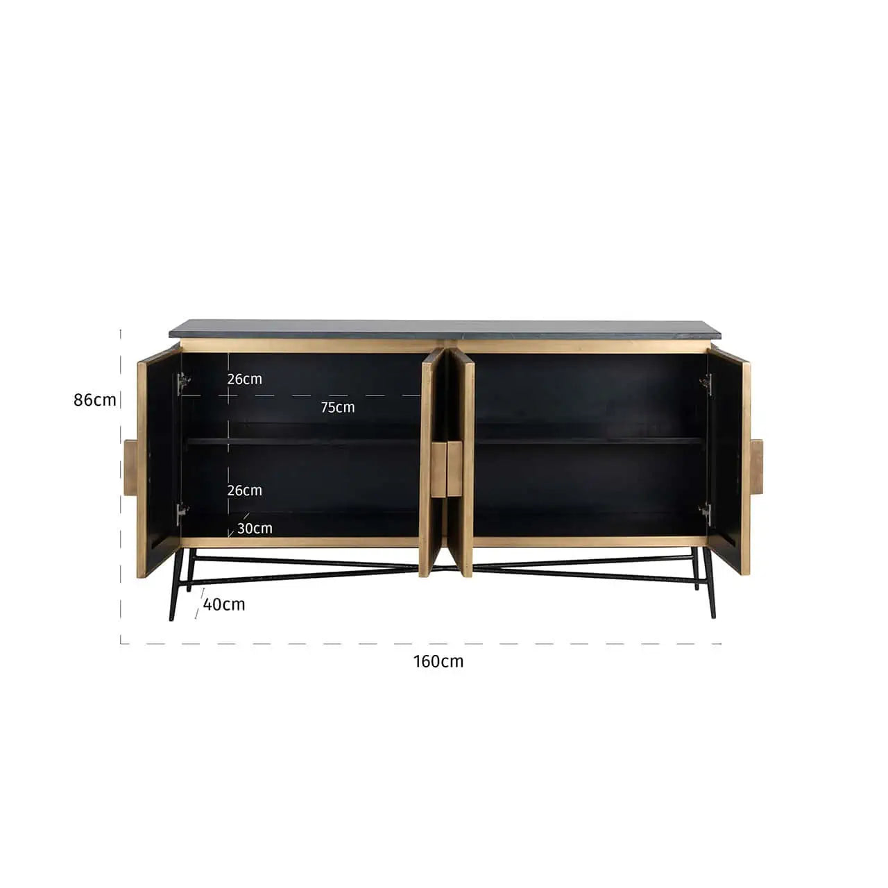 Richmond Dressoir Ironville 4-deuren (Gold)