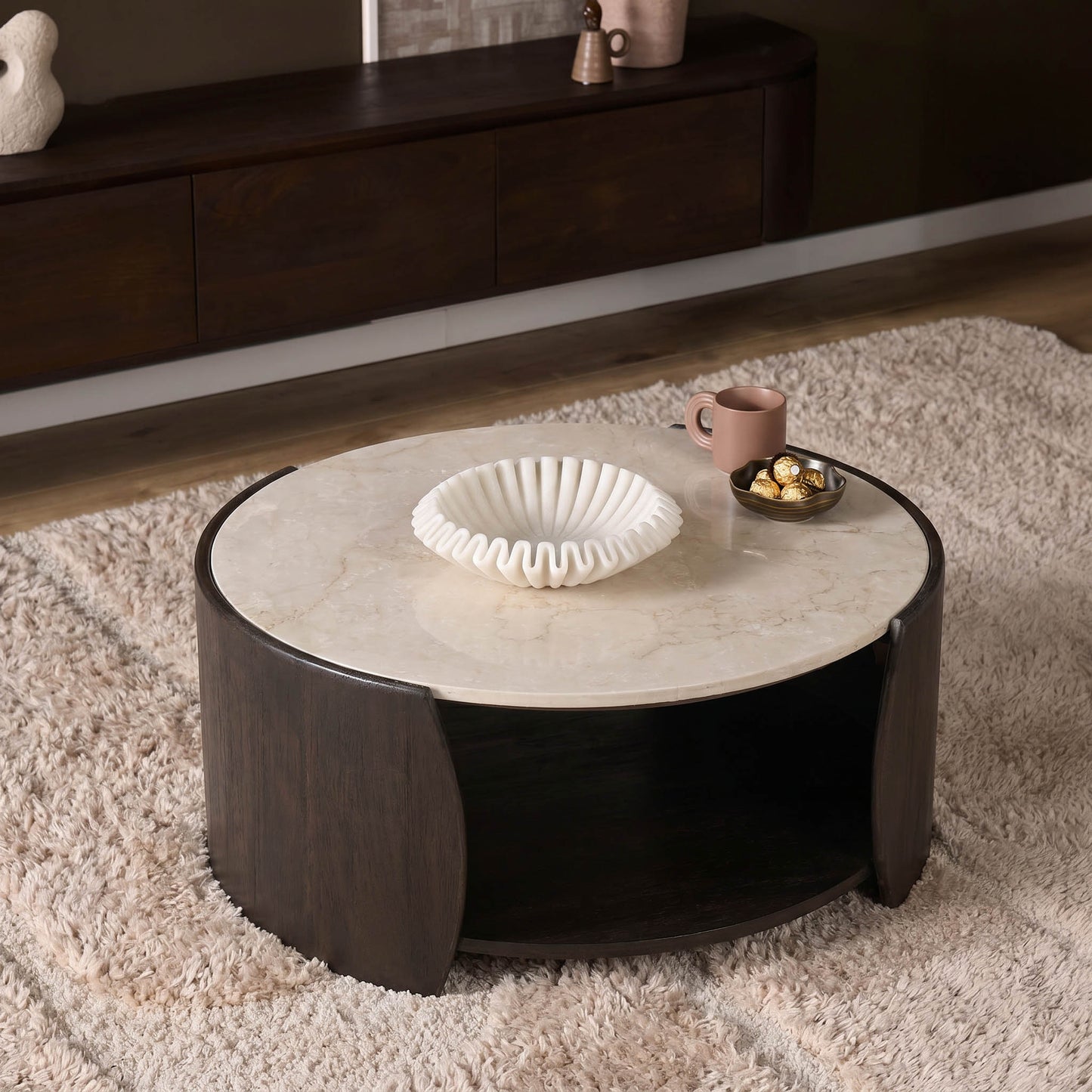 Salontafel Rune Botticino marmer 80 cm