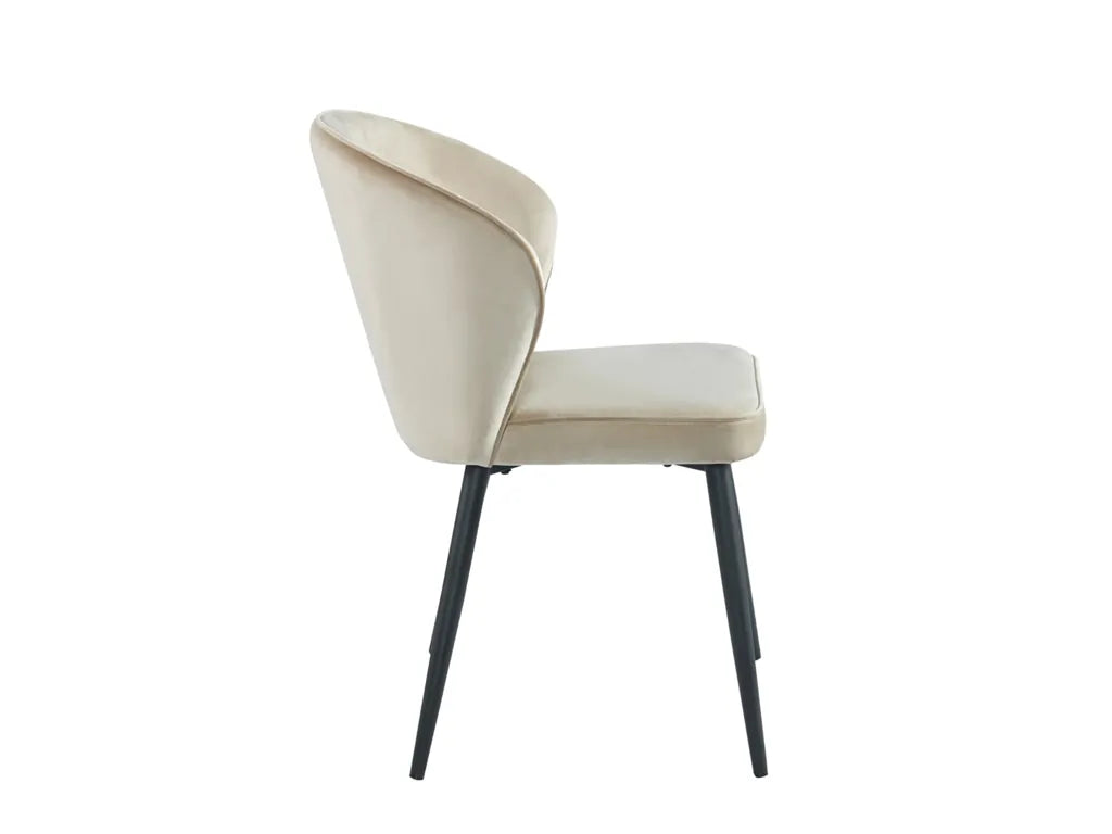 Curve Eetkamerstoel - beige- velvet |  €59/stuk | SET VAN 2
