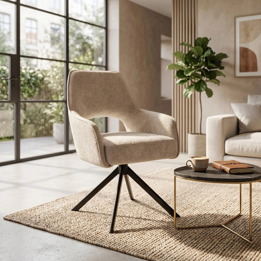 Liam Eetkamerstoel – Beige Chenille | €99/stuk | SET VAN 2