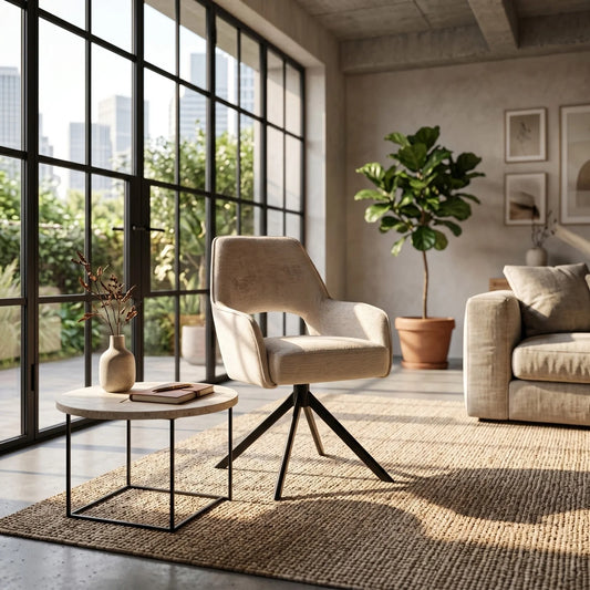 Liam Eetkamerstoel – light taupe Chenille | €99/stuk | SET VAN 2