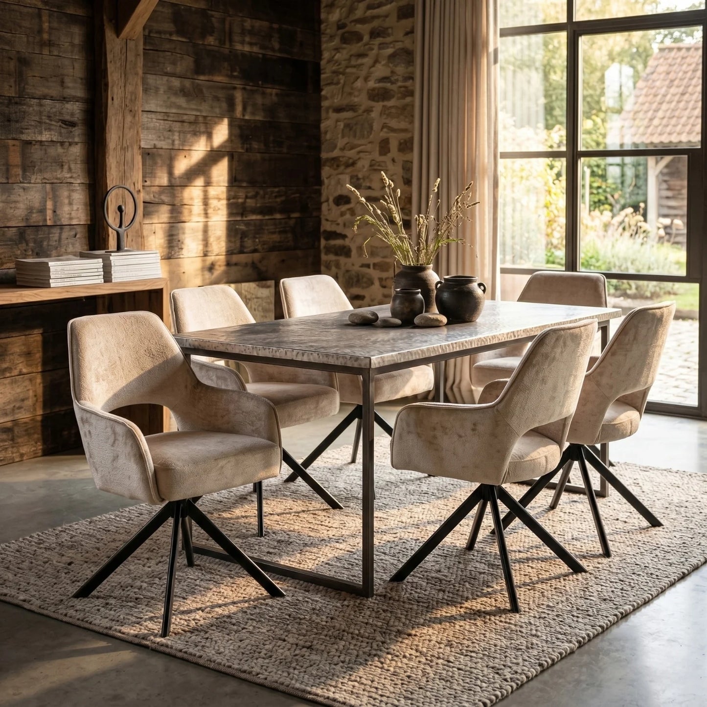 Liam Eetkamerstoel – light taupe Chenille | €99/stuk | SET VAN 2