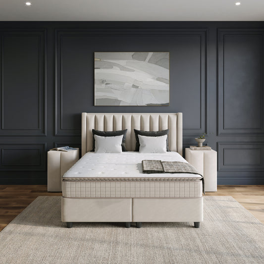 Storage Boxspring Miami Kunstleer Beige 160x200