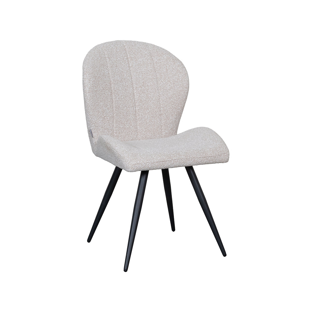LABEL51 Eetkamerstoel Sil - Naturel - Royal Boucle - Zwart Metaal