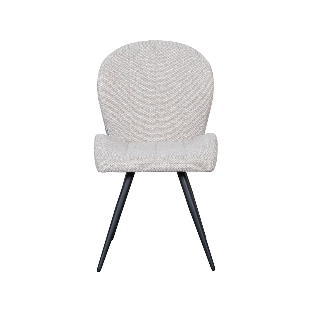 LABEL51 Eetkamerstoel Sil - Naturel - Royal Boucle - Zwart Metaal