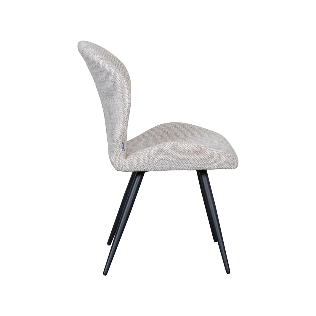 LABEL51 Eetkamerstoel Sil - Naturel - Royal Boucle - Zwart Metaal