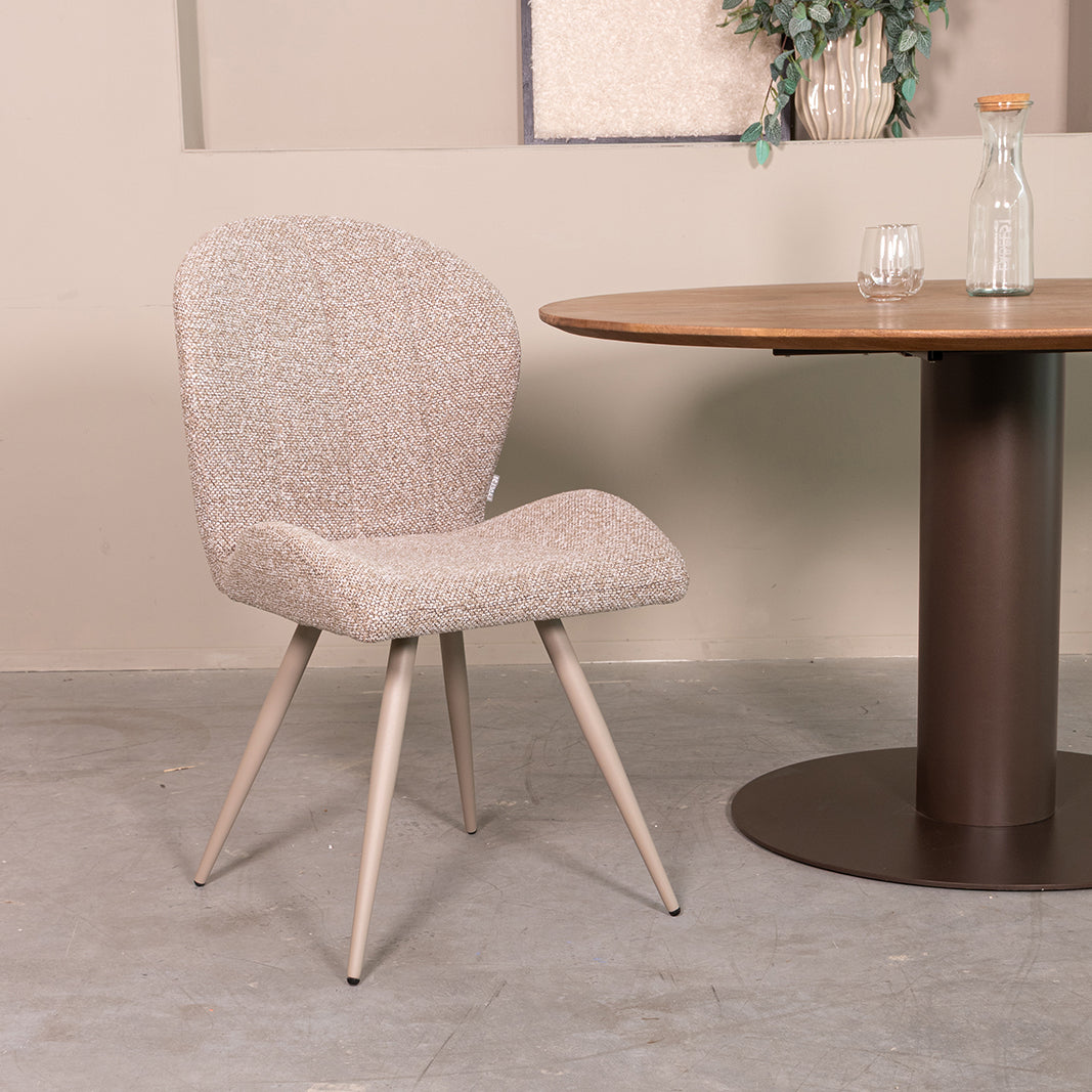LABEL51 Eetkamerstoel Sil - Mushroom - Royal Boucle - Taupe Metaal