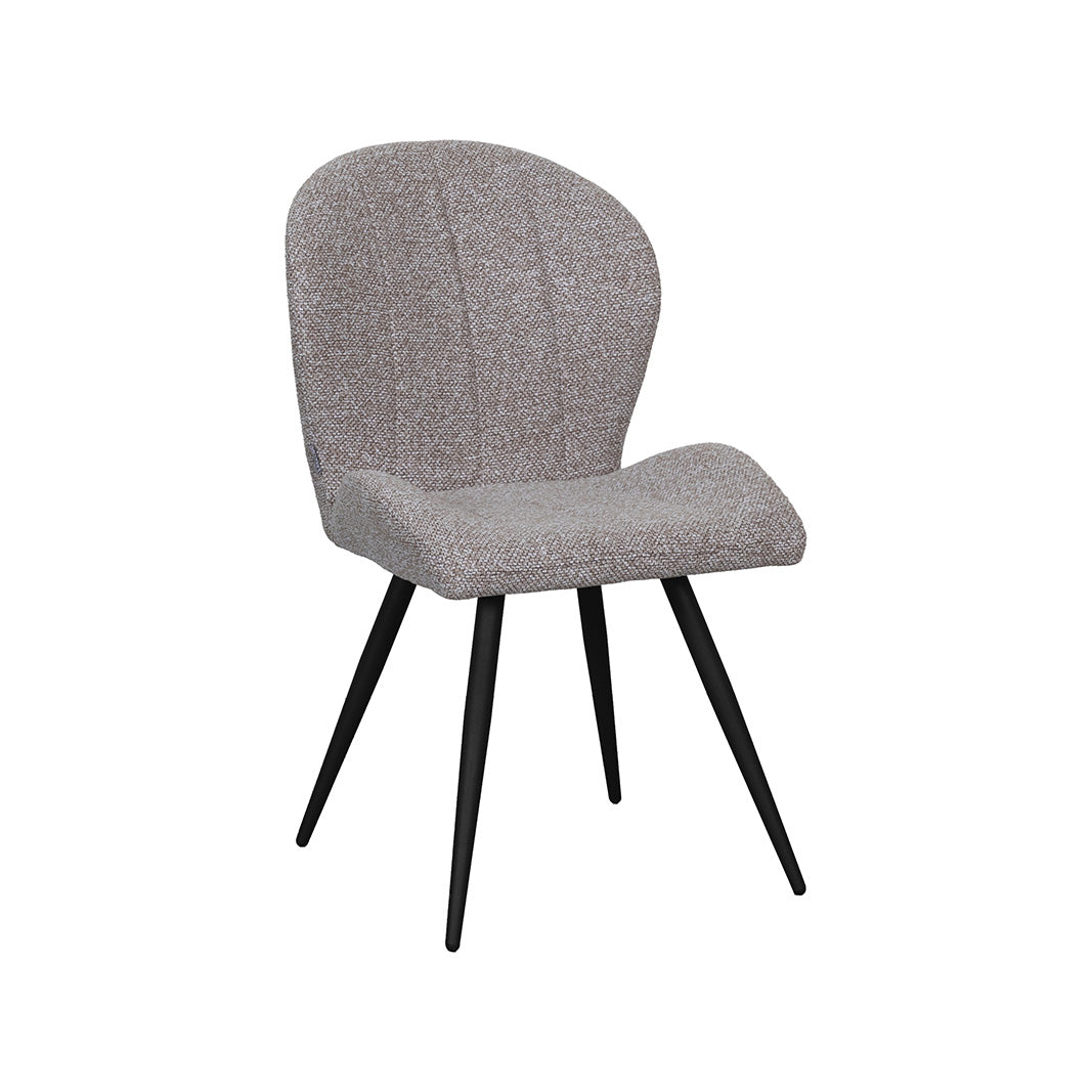 LABEL51 Eetkamerstoel Sil - Mushroom - Royal Boucle - Zwart Metaal