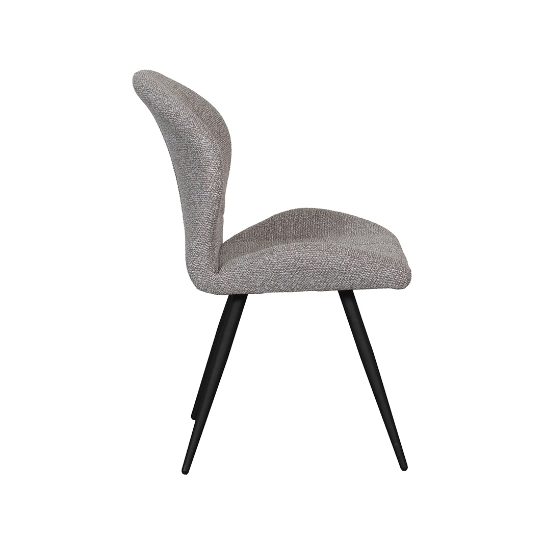 LABEL51 Eetkamerstoel Sil - Mushroom - Royal Boucle - Zwart Metaal