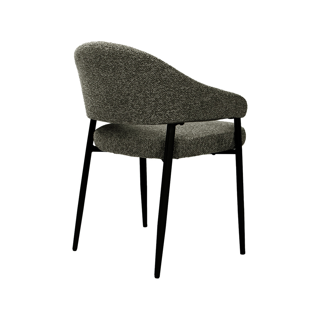 LABEL51 Eetkamerstoel Sora - Mushroom - Royal Boucle - Zwart Metaal