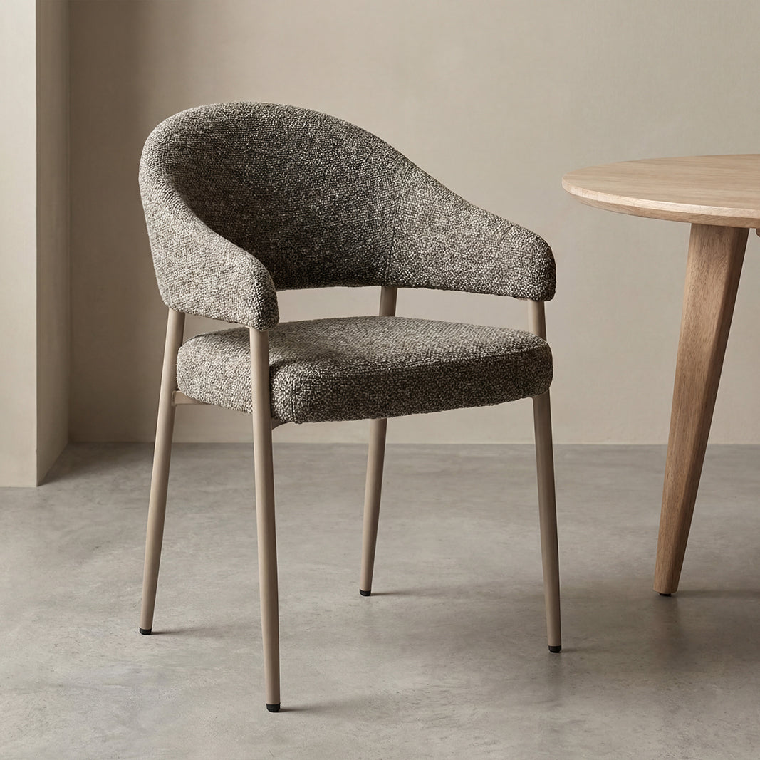 LABEL51 Eetkamerstoel Sora - Mushroom - Royal Boucle - Taupe Metaal