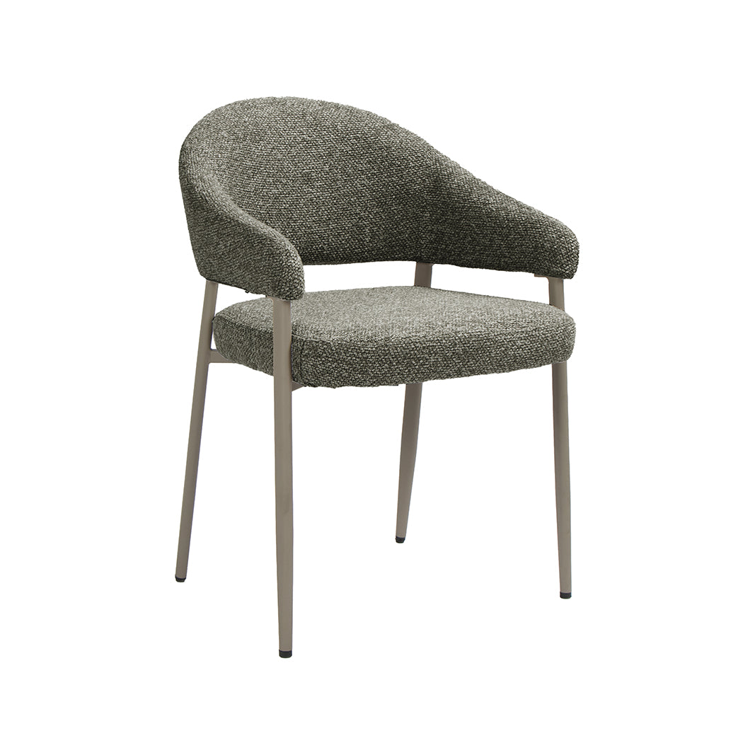 LABEL51 Eetkamerstoel Sora - Mushroom - Royal Boucle - Taupe Metaal