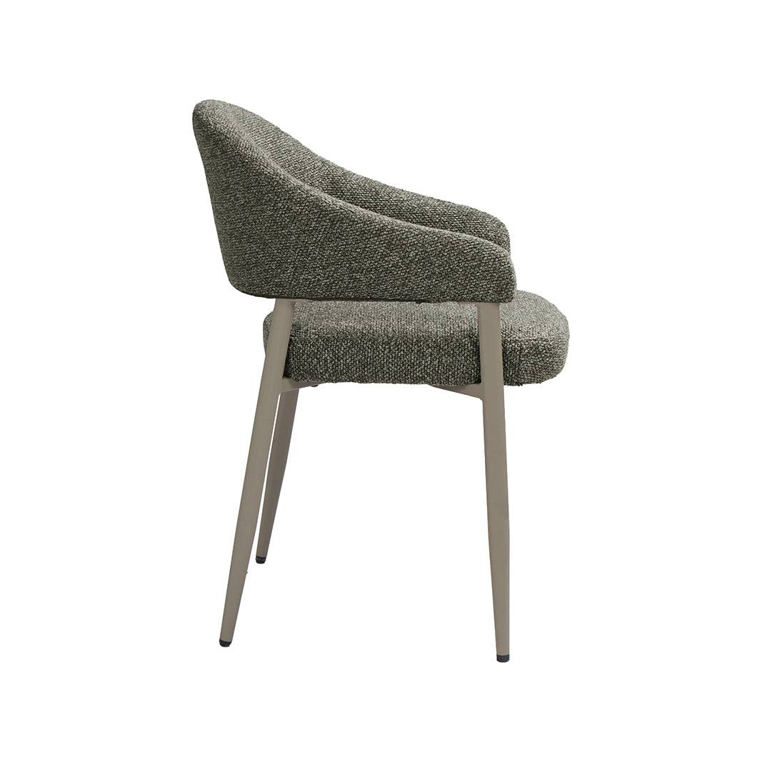 LABEL51 Eetkamerstoel Sora - Mushroom - Royal Boucle - Taupe Metaal