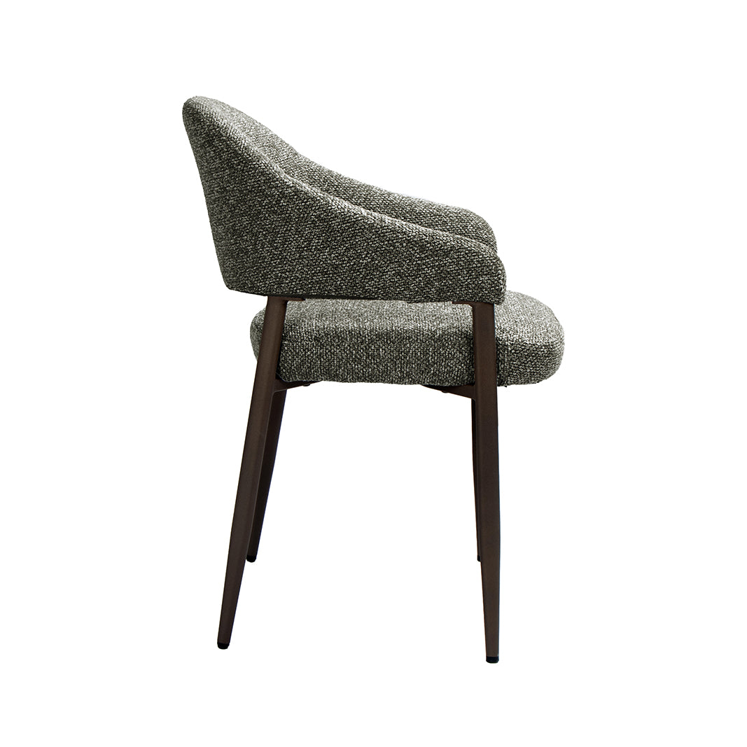 LABEL51 Eetkamerstoel Sora - Mushroom - Royal Boucle - Brons Metaal