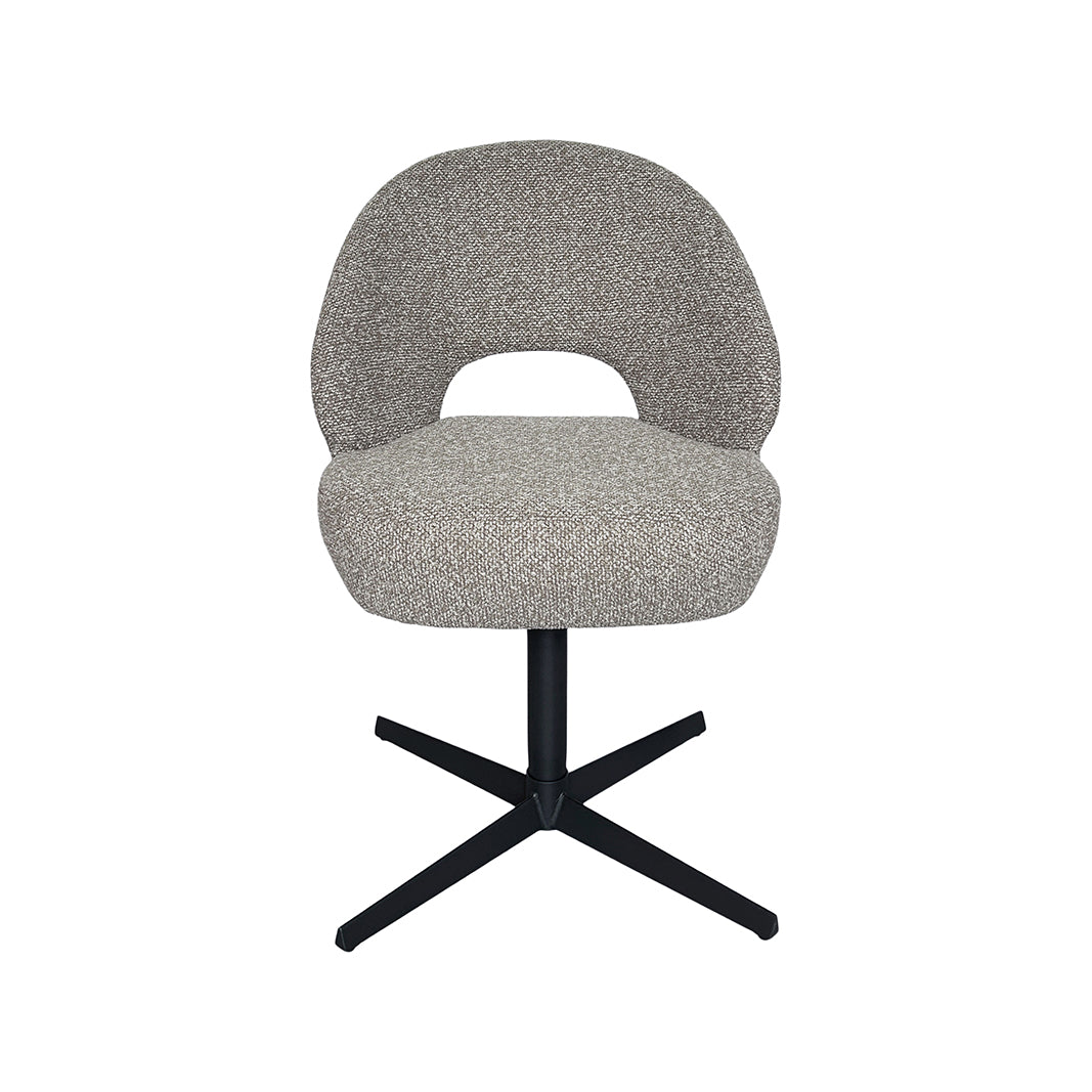 LABEL51 Eetkamerstoel Saint Tropez - Mushroom - Royal Boucle - Zwart Metaal