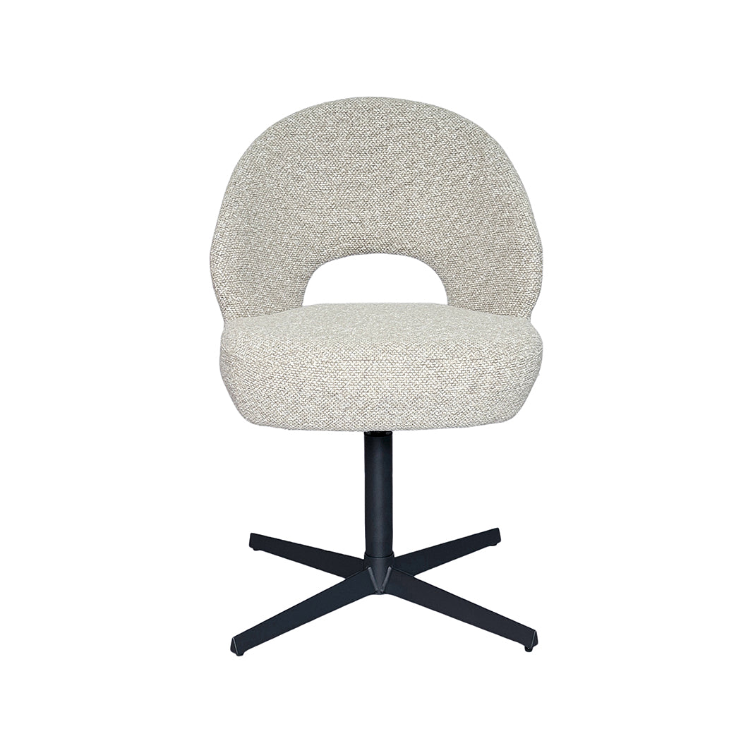 LABEL51 Eetkamerstoel Saint Tropez - Naturel - Royal Boucle - Zwart Metaal
