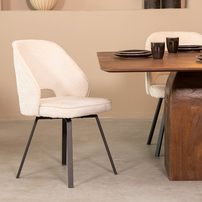 LABEL51 Eetkamerstoel Lewis - Creme - Elegance - Zwart Metaal