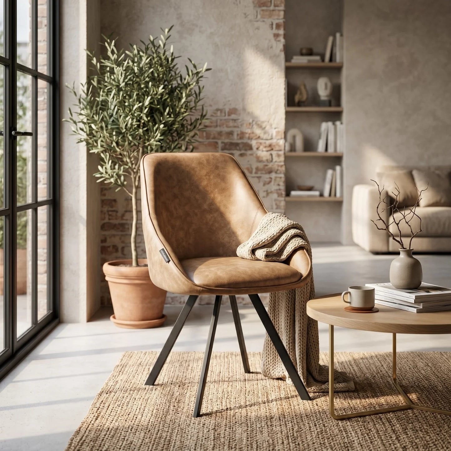 Twisty Eetkamerstoel - Beige Microfiber - Draaibaar - €85/stuk | SET VAN 2